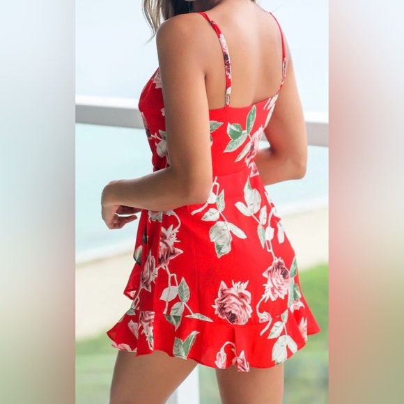 Honey Belle Red Floral Romper - Picture 9 of 9